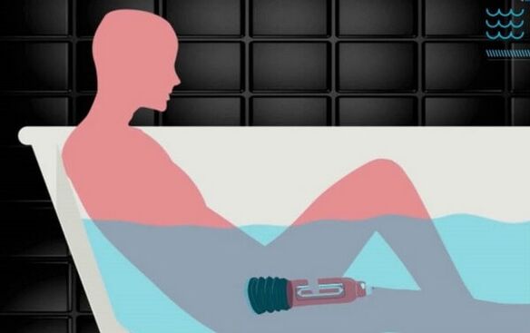 Die Verwendung einer Hydropumpe durch einen Mann für das Peniswachstum