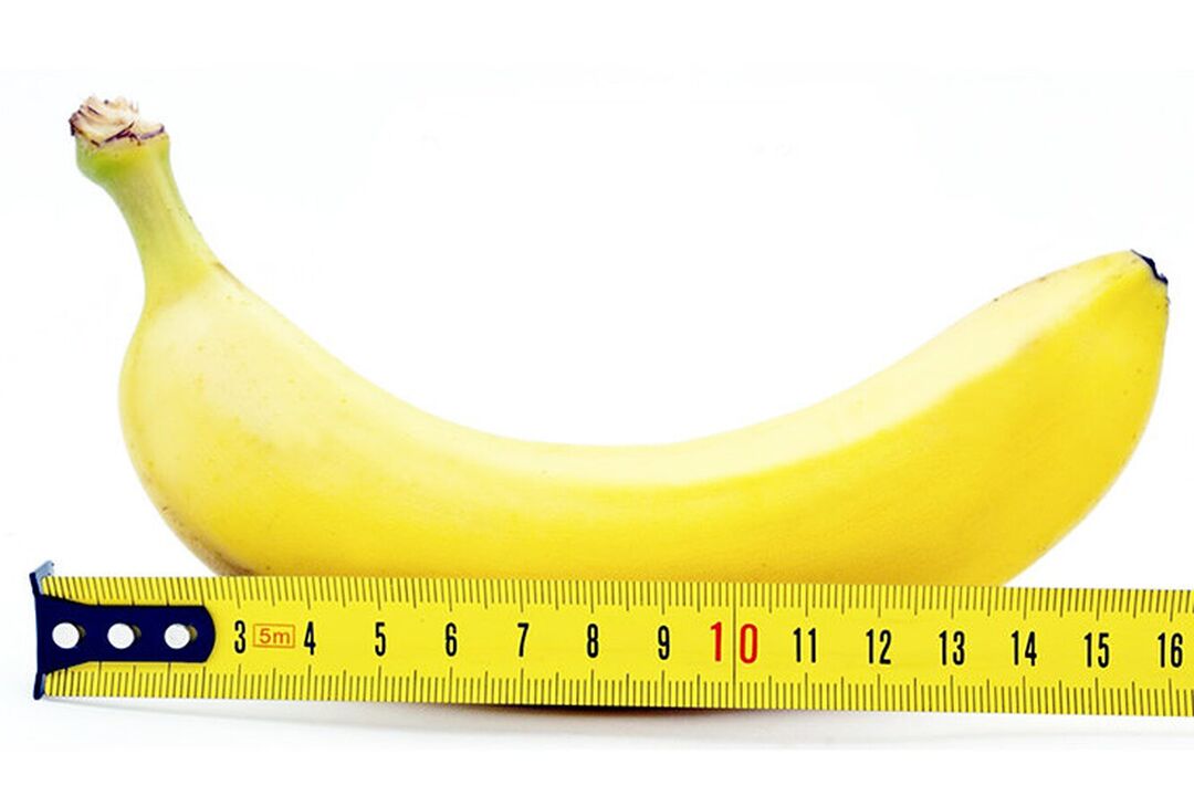 eine Banane mit Lineal symbolisiert die Vermessung des Penis nach der Operation